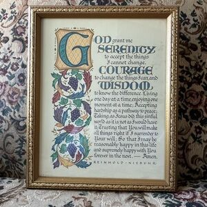 Framed Serenity Prayer Wall Art with Grape Motif